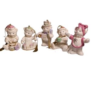 Lenox Limited Edition Ceramic For the Christmas Tree Ornament Bundle of 5 pieces